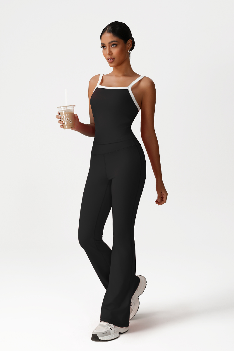 Women High-Waisted Bootcut Butt-Lifting Yoga Set: Vest + Flared Pants