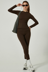 Women's Long Sleeve Shirt And Yoga Leggings Two-Piece Set