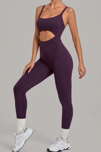 Women’s Cutout Adjustable Strap Form-Fitting Yoga Jumpsuit