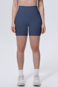 Women's Athletic High-Waisted Solid Yoga Shorts