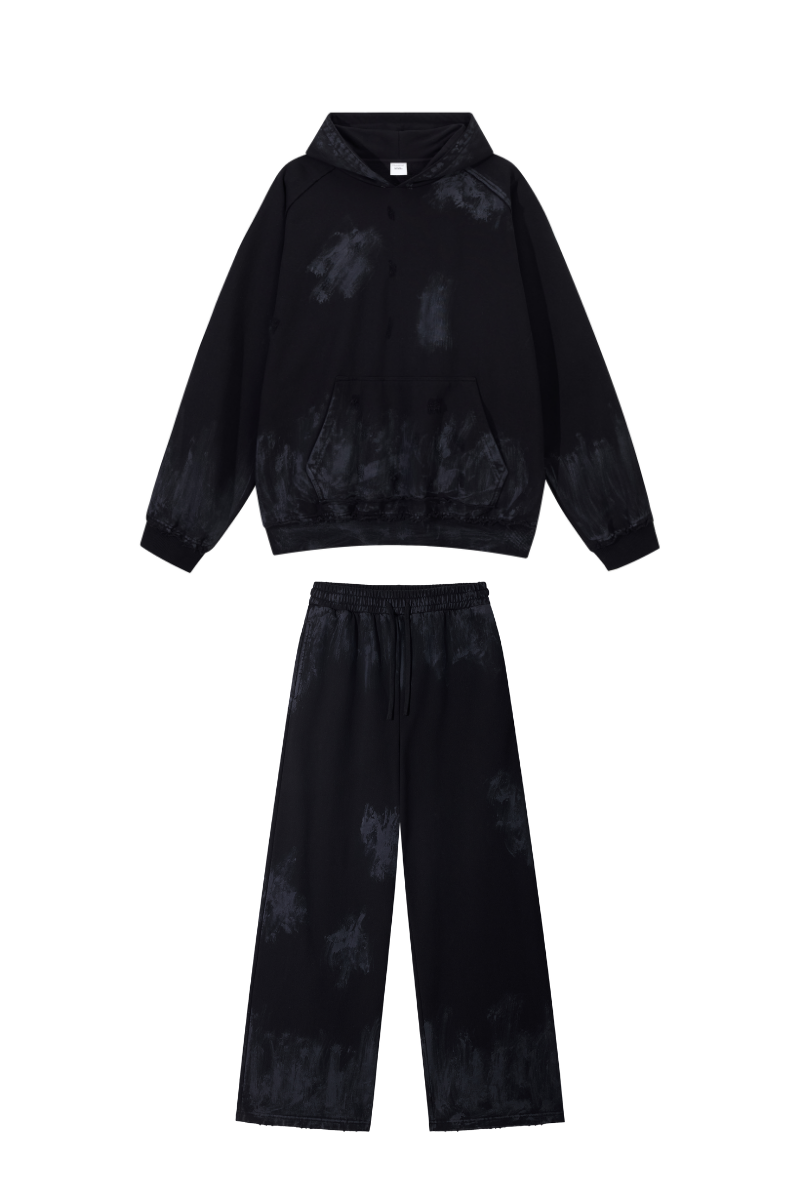 Women's Vintage Fall Set: Washed Hoodie & Wide-Leg Sweatpant