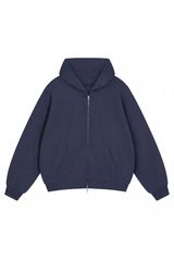 Unisex Fall Relaxed Drop Shoulder Full Zip Hooded Jacket