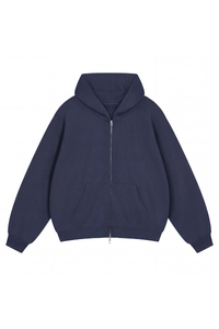 Unisex Fall Relaxed Drop Shoulder Full Zip Hooded Jacket