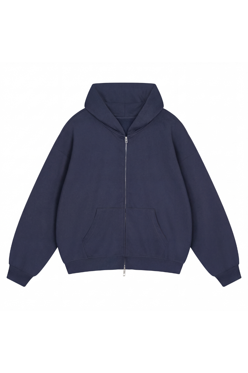 Unisex Fall Relaxed Drop Shoulder Full Zip Hooded Jacket