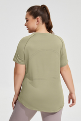 Plus Size Women's Back Mesh Vent Soft Athletic Yoga T-shirt