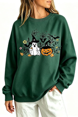 Women's Fall Halloween Witch Ghost Floral Horror Sweatshirt