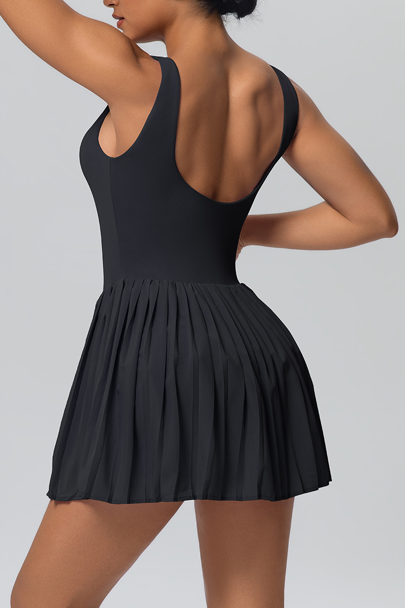 Women's Athletic U-back One-piece Pleated Dress