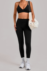 Women's Set:Triangle Cup Thin Straps Bra And High-Waist Leggings