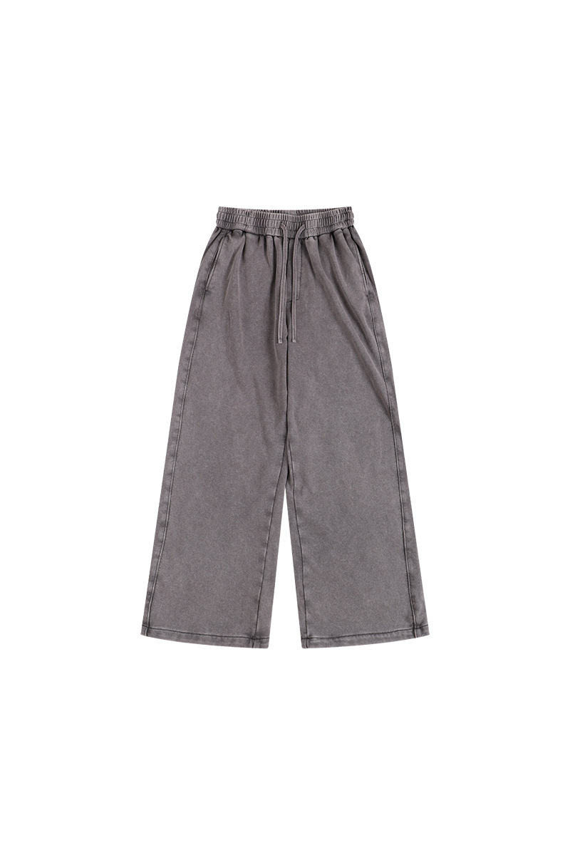Unisex Fall Washed Adjustable Drawstring Hem Sweatpants