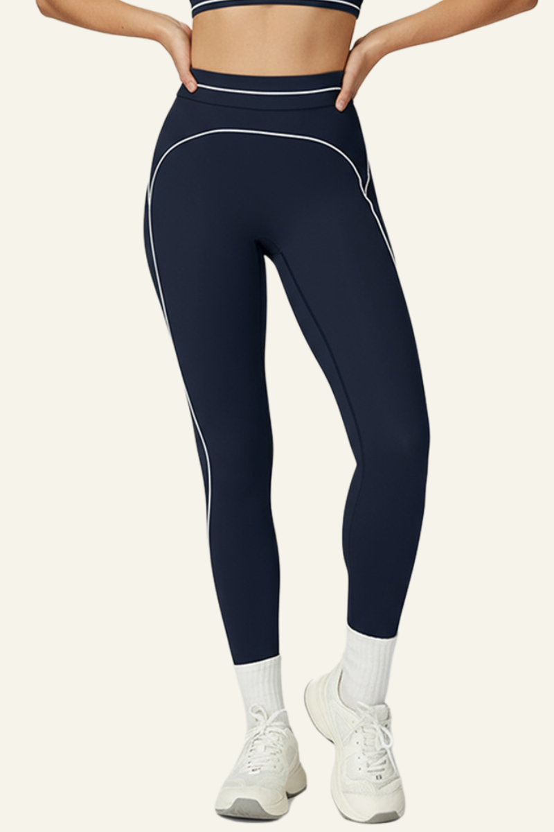 Stripes adorn tight-fitting sport pants.