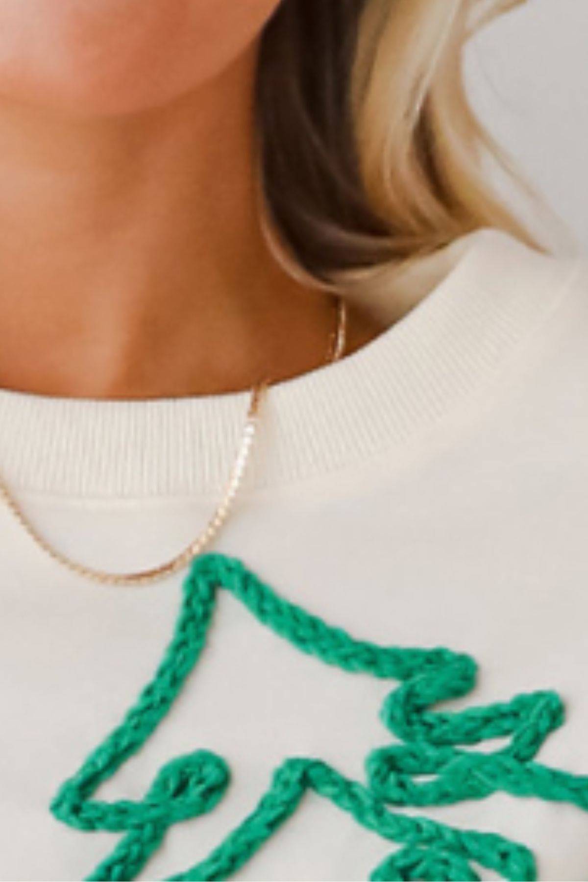Women's Christmas Embroidery Bow Balloon Sleeve Sweatshirt
