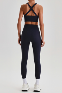 Women's Cross Back Bra & No Front Seam Leggings Yoga  Set