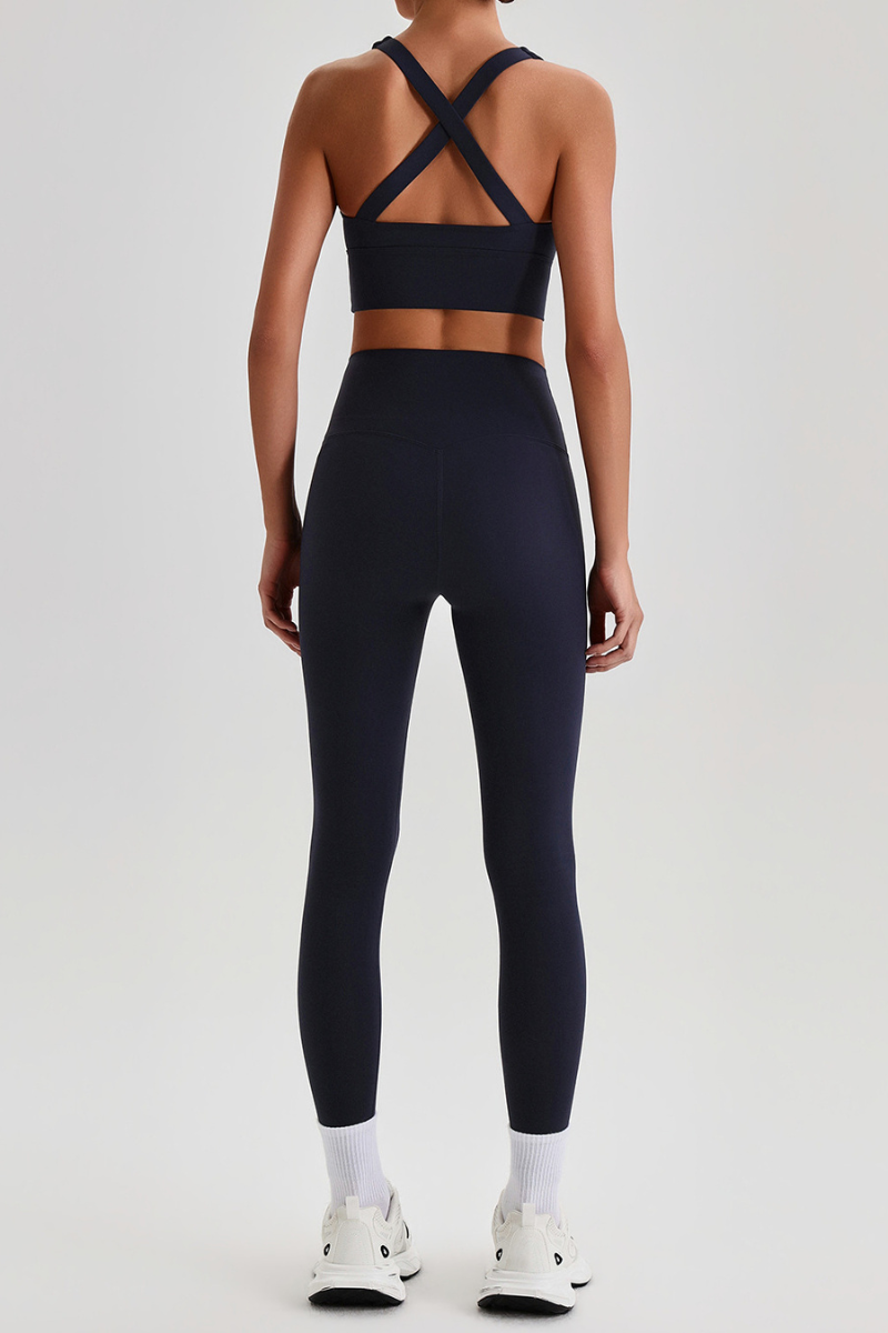 Women's Cross Back Bra & No Front Seam Leggings Yoga  Set