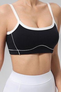 Women's high stretch U-neck sports bra.