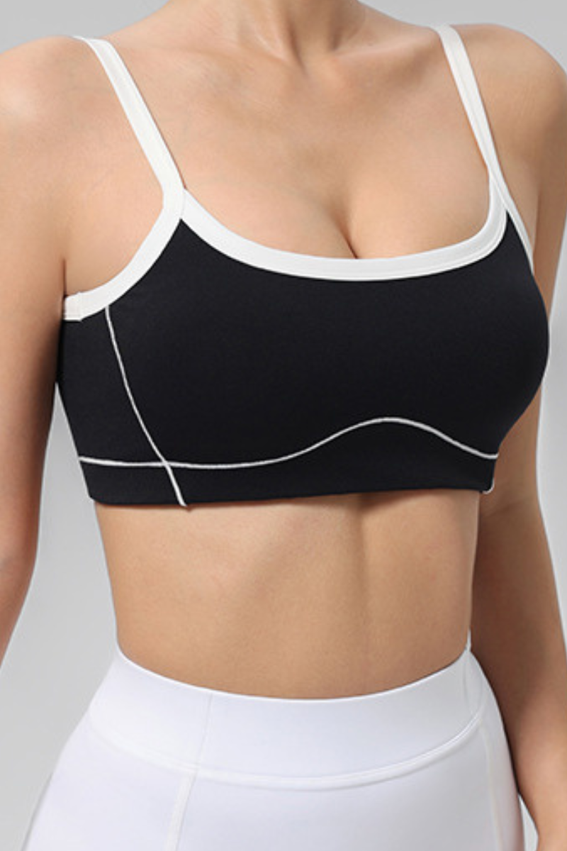 Women's high stretch U-neck sports bra.