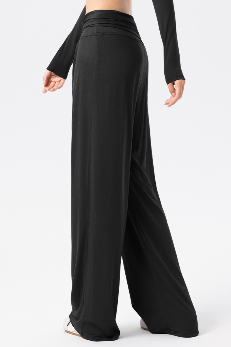 Women's Wrap Waist Flowy Loose-Fitting Wide-Leg Pants