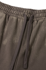 Distressed, worn-out straight-leg pants