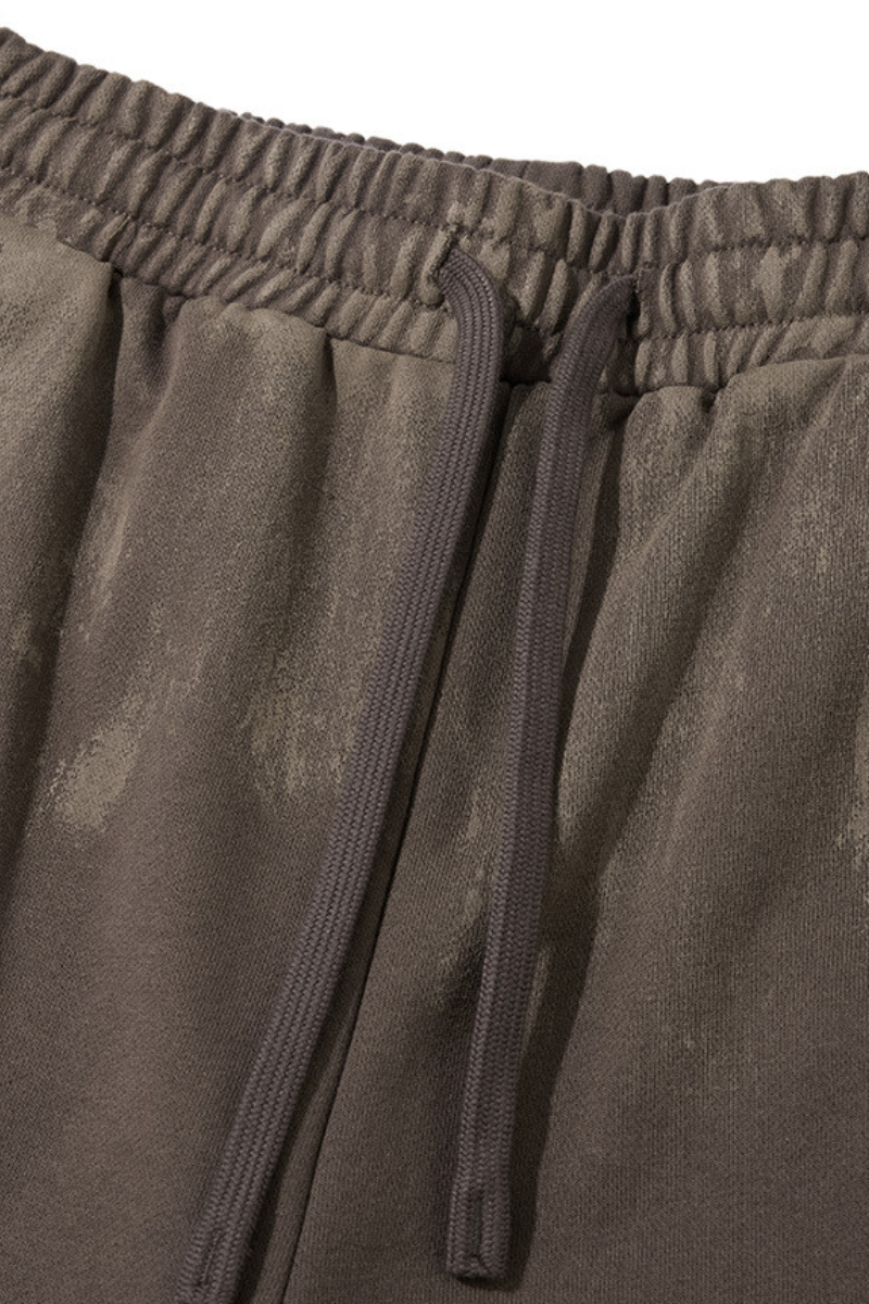 Distressed, worn-out straight-leg pants