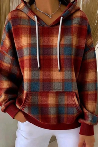 Women's Fall Christmas Print Ribbed Hoodie
