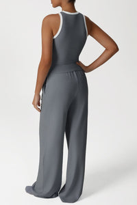 Sleeveless Trim Transport Top + Drawstring Sweatpants 2-Piece Set
