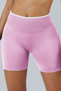 Women's Color Contrast Trim Seamless 3 Inch Yoga Shorts