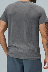 Men Raglan Crew Neck Sports Short Sleeve T Shirt
