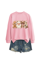 Women's Fall Christmas Santa Bow Printed Multicolor Pullover