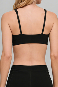 Women's Deep V-Neck Adjustable Strap Padded  Sports Bra