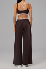 Women's Polka Dot Contrast Bra and Wide Leg Pants Yoga Set