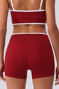Women's Contrast Cross V Waist Bare Feel Yoga Shorts