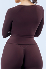 Women's V‑Neck Wrap Waist‑Cinching Fitness Long Sleeve Top