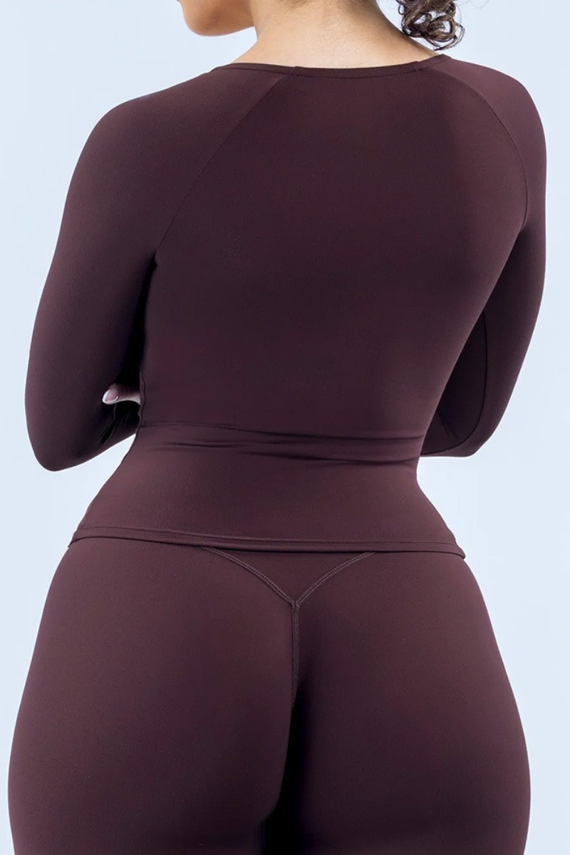 Women's V‑Neck Wrap Waist‑Cinching Fitness Long Sleeve Top