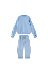 Unisex Fall 100% Cotton Set:Solid Pullover And Sweatpants