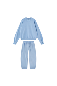 Unisex Fall 100% Cotton Set:Solid Pullover And Sweatpants