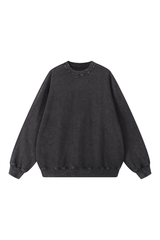 Unisex Fall 100% Cotton Snow Washed Crewneck Sweatshirt