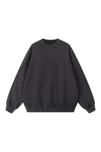 Unisex Fall 100% Cotton Snow Washed Crewneck Sweatshirt