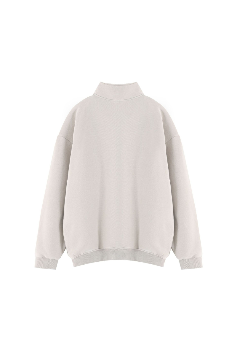 Unisex Fall Vintage Fleece Washed 1/4 Zip Mockneck Sweatshirt
