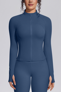 Women's Stand Collar Full Zip Slim Fit Workout Yoga Jacket