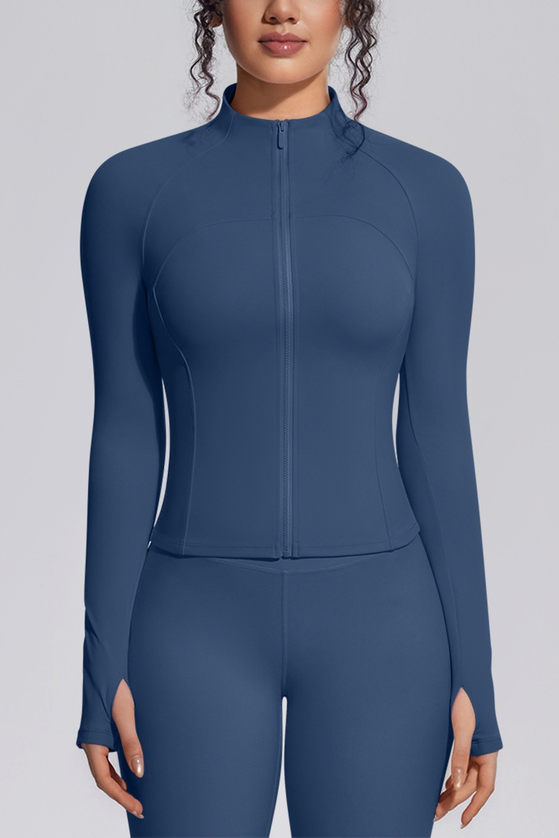 Women's Stand Collar Full Zip Slim Fit Workout Yoga Jacket