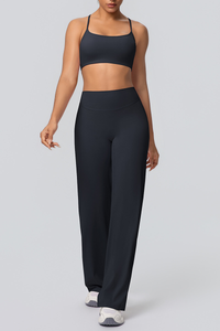 Women's Solid Color Criss-Cross Back Sports Set.