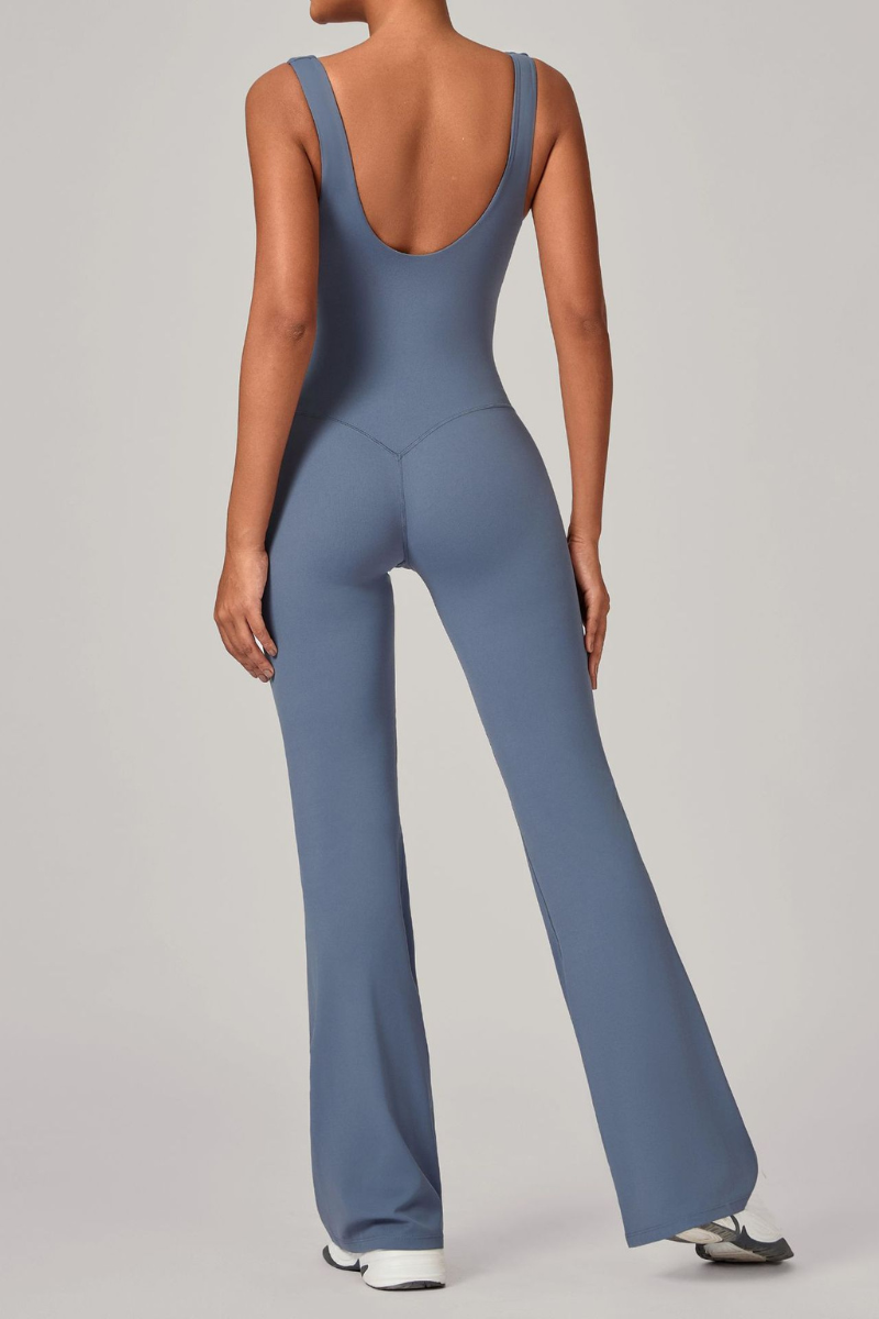 Women's Athletic U-neck Backless One-piece Jumpsuits