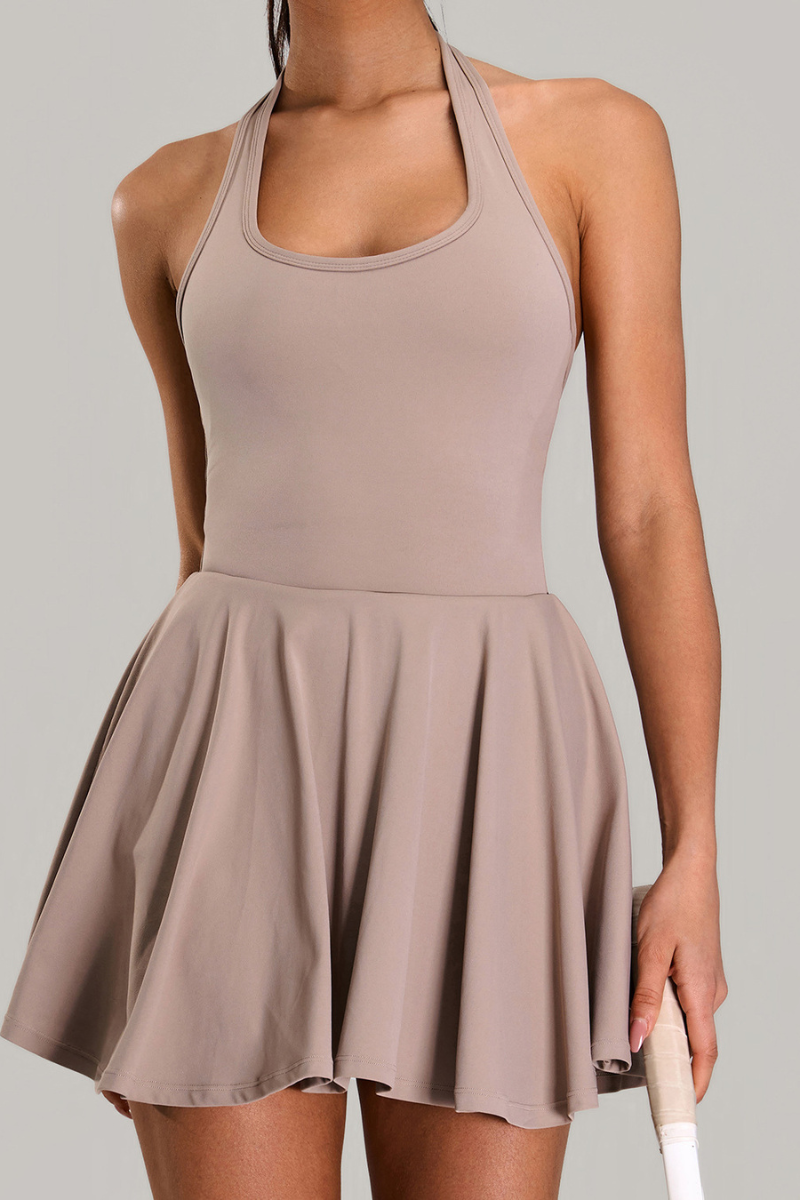 Women's Backless Halterneck Anti-Exposure Tennis Dress