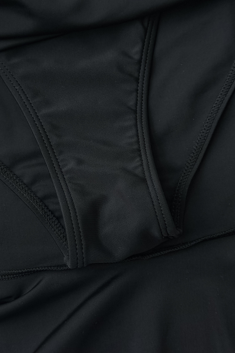 Women's V-Neck Ruffle Solid Cinched Waist Slimming Swimsuit