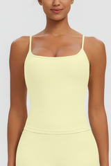 Women Square Neck Adjustable Thin Strap Workout Tank Top