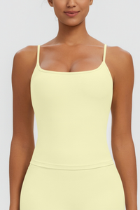 Women Square Neck Adjustable Thin Strap Workout Tank Top