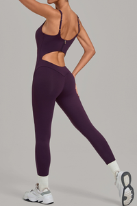 Women’s Cutout Adjustable Strap Form-Fitting Yoga Jumpsuit