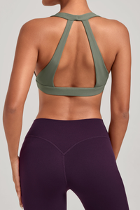 Women's Athletic Halterneck V-neck Cut Out Bra