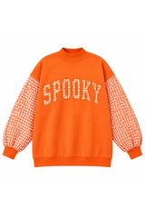 Women's Fall Christmas Letter Embroidery Mockneck Sweatshirt