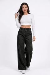 Women's  Elastic-Waist Relaxed Baggy Wide Leg Jeans