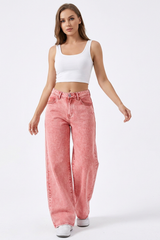 Women's High-Waisted Vintage Washed Baggy Wide-Leg Jeans